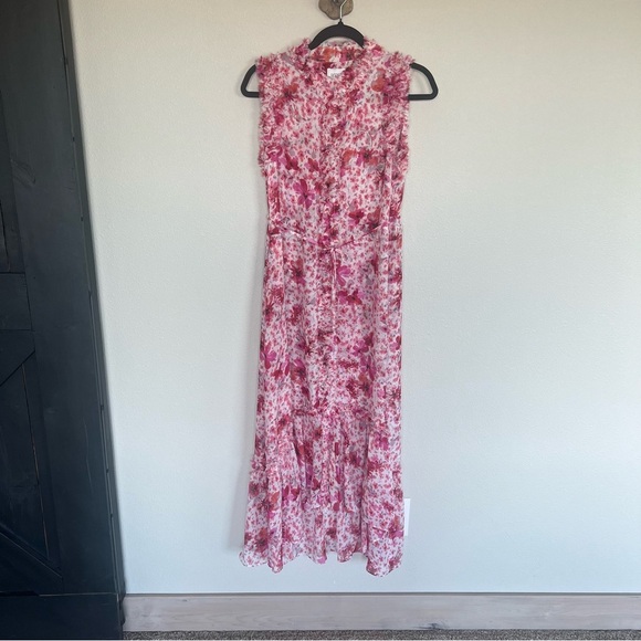 Misa Giselle Ruffled Maxi Dress Pink Floral Bohemian Boho Casual Women’s Small - Picture 3 of 14